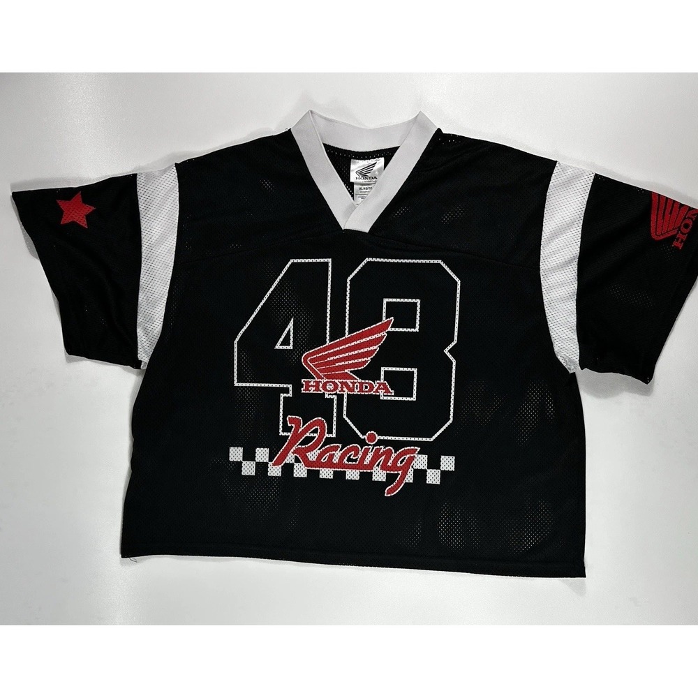 Honda Racing 48 Mesh Jersey Shirt XL Black Red White Motorcycle Racing Tee